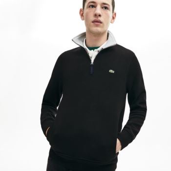 Lacoste Zip Stand-Up Collar Ribbed Sweatshirt Pánské - Mikiny Černé / Šedé | CZ-LpvQPP